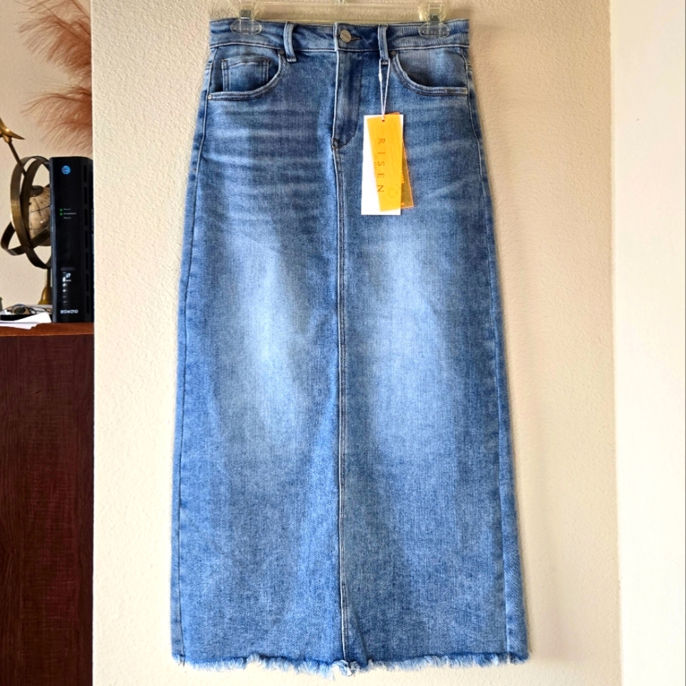 Denim Maxi Skirt - Blue